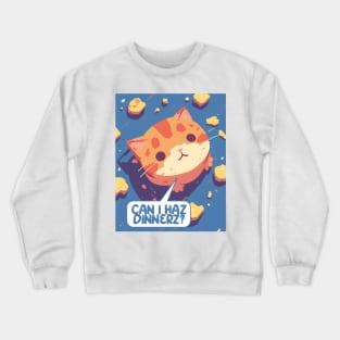 Cute Cat Dinner Design Crewneck Sweatshirt